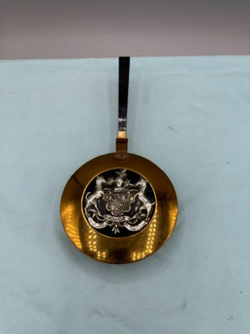 Crumb Catcher Brass Gold Tone Honor Crest silent butler coat of arms vintage